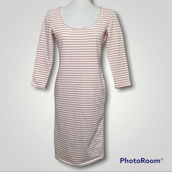 Forever 21 White & Coral Stripe Bodycon Dress - Picture 5 of 16